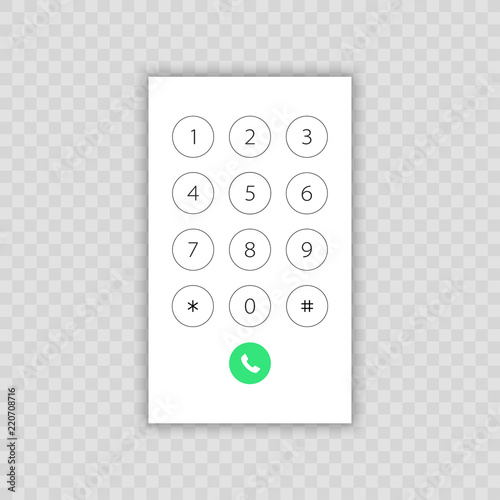 "Keypad with numbers for phone. User interface keypad for smartphone ...