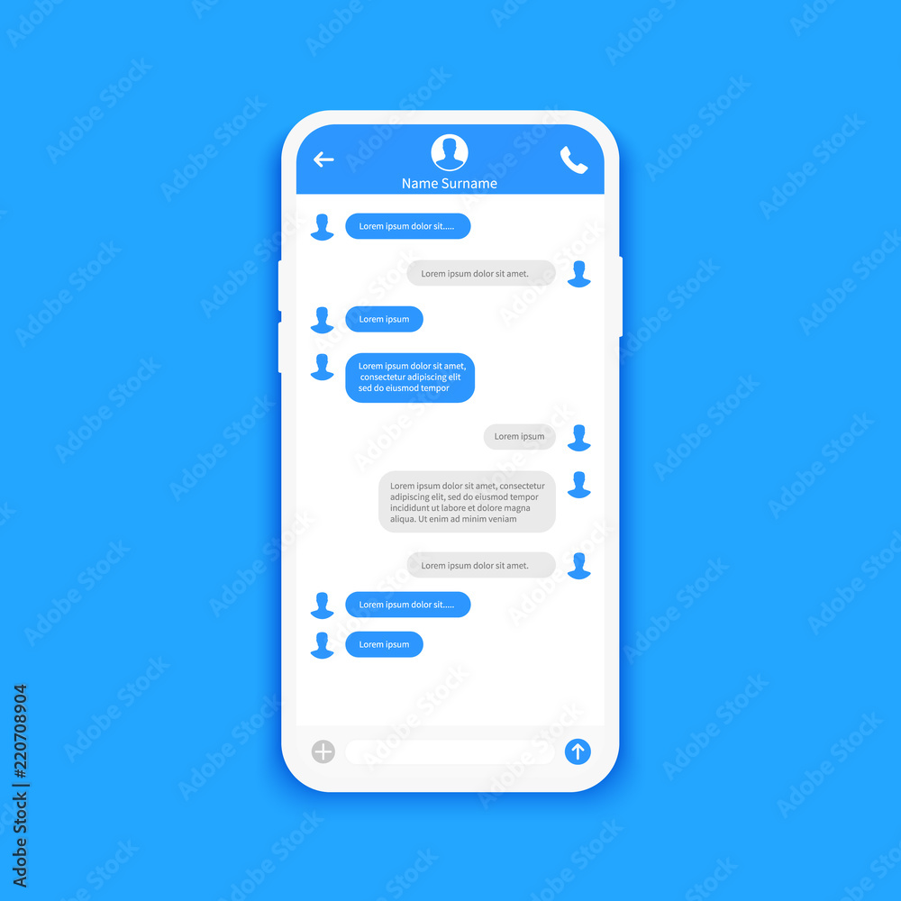Poster chat interface. sms messages. speech bubbles. short message service bubbles. flat interface vector i