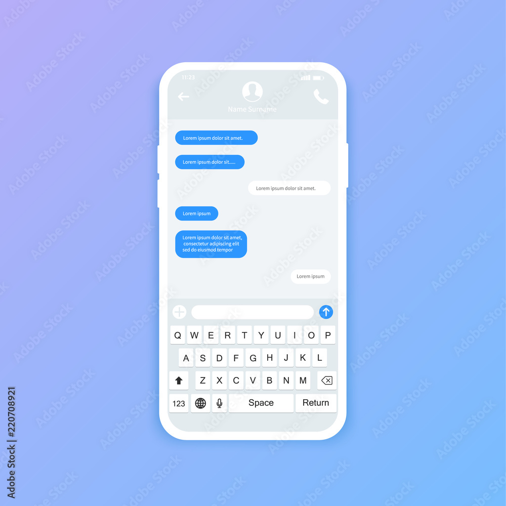 Poster chat interface. sms messages. speech bubbles. short message service bubbles. flat interface vector i