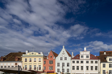 Fototapeta na wymiar Typical colorful houses in the Old Town of Tallinn, Estonia