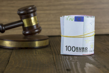 Judge's Hammer with Money. Representation of Corruption and Bribery in The Judiciary.