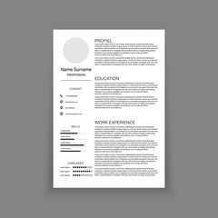 CV resume template design for a creative person. Vector illustration.