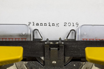 Typewriter With The Text "Planning 2019" 