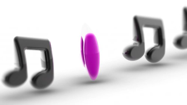 Musical note. Looping footage has 4K resolution. Encoder Prores 4444.