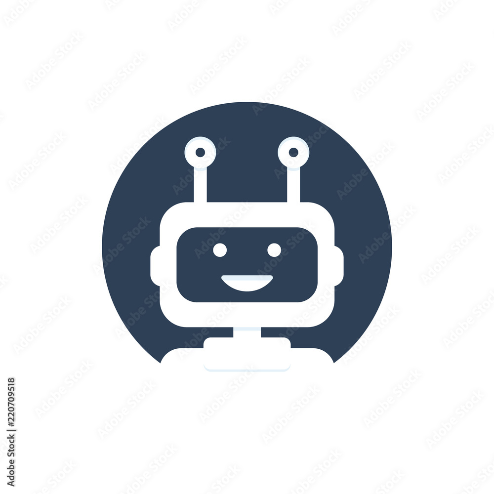 Wall mural chat bot icon background. virtual assistant for website. chat bot concept for customer service. vect