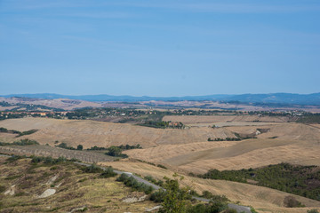 Scenic views of the Tuscan countryside near Pienza, Italy