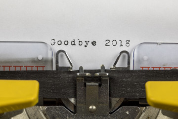 Christmas Concept - Typewriter With The Text "Goodbye 2018"