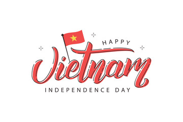 Vector realistic isolated typography logo for Vietnam Independence Day with thin line art design for decoration and covering on the white background.