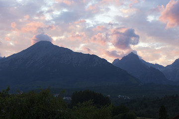 Obraz premium View on evening mountain Peaks of the High Tatras, Slovakia