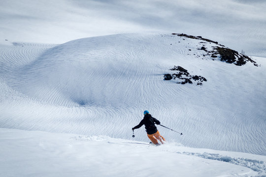 skier on mountain slope - stranda, norway