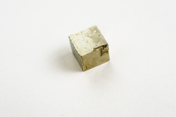 Cube of mineral pyrite