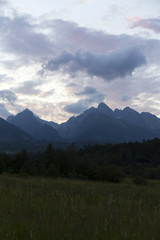 View on evening mountain Peaks of the High Tatras, Slovakia