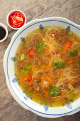 traditional Chinese Yuk some noodle soup
