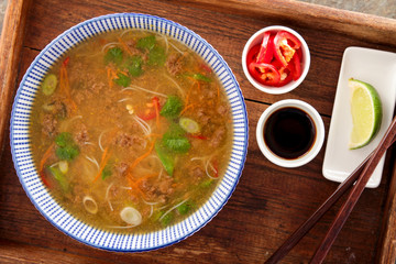 traditional Chinese Yuk some noodle soup