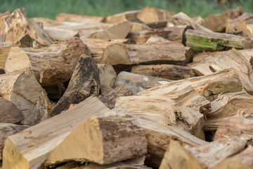 firewood in the garden - wood billet