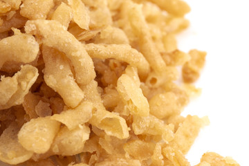 Crispy Fried Onions on a White Background