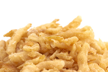 Crispy Fried Onions on a White Background