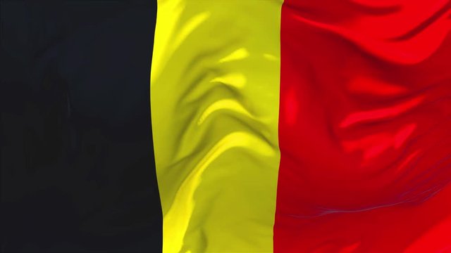206. Belgium Flag Waving in Wind Slow Motion Animation . 4K Realistic Fabric Texture Flag Smooth Blowing on a windy day Continuous Seamless Loop Background.