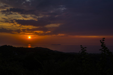 Beautiful sunset at Corfu, Greece