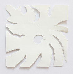 White ripped paper texture background.
