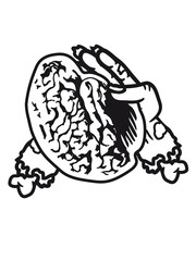 gehirn halten 2 hände hand arm abgetrennt zombie tot gestorben biohazard infektion apokalypse comic cartoon clipart untoter wandelnde leiche horror halloween