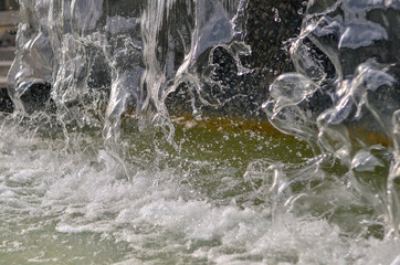 Water splashes of fountain close up