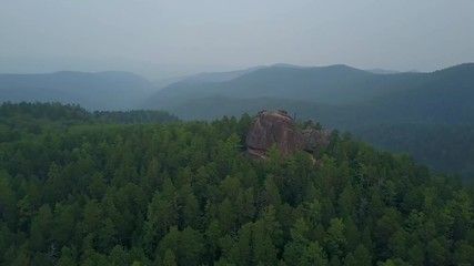 Krasnoyarsk national park aerial view drone footage