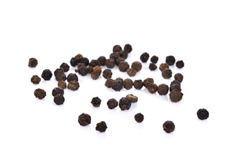 Black pepper on white background