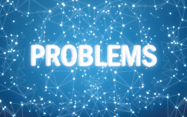 Problems interface on blue network background