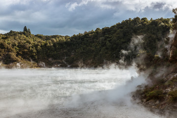 Frying Pan Lake in Waimangu Volcanic Valley near Rotorua, New Zealand