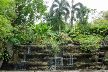 Water feature decoration which is located in the Kuala Lumpur Perdana Botanical Gardens, Malaysia.