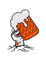 bier krug glas oktoberfest saufen party trinken durst alkohol boden grab auferstehen hand arm zombie tot gestorben comic cartoon clipart untoter wandelnde leiche horror halloween