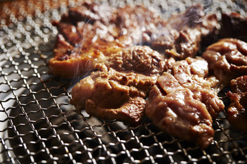 Grilling Korean marinated pork 