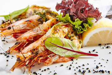 Hot Appetizer of Grilled Tiger Prawns