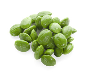 Parkia speciosa seeds or bitter bean on white background