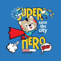 funny super hero cat cartoon vector - 220730302