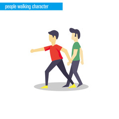 people walking character vector illustration flat design