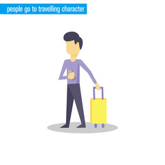 people go to travelling character vector illustration flat design