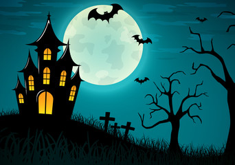 Vector halloween castle background design