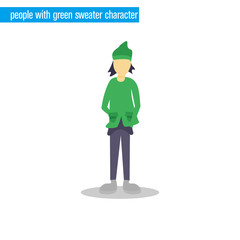 people with green sweater  character vector illustration flat design