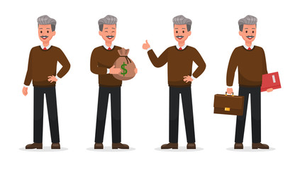 Businessman doing different gestures. Character vector design. no41