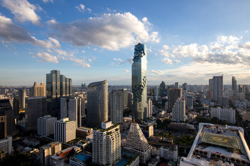 bangkok by day with clouds - obrazy, fototapety, plakaty