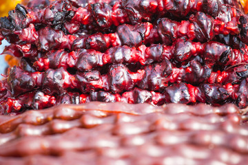 appetizing sweet multi-colored oriental sweets, churchkhela or sudzhuk