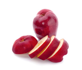 Fresh red apple. Slices isolated on white. With clipping path.