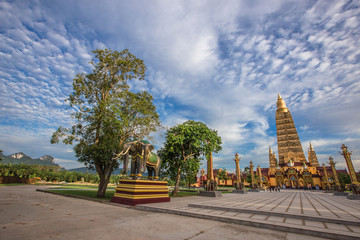 Krabi: August 28, 2018, tourists, tourists visit the beauty of Wat Mahathat Wachiramongkol(wat bang tong).It is located at Amphoe Ao Luek, a rubber plantation. And oil palm plantation, Thailand