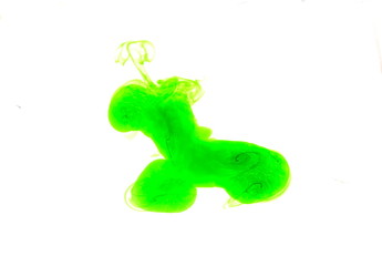 abstract green water colors on isolate white background