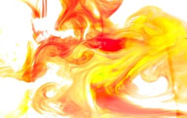 Orange smoke images are made of watercolor on a white background.