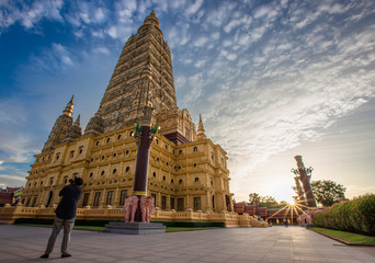 Krabi: August 28, 2018, tourists, tourists visit the beauty of Wat Mahathat Wachiramongkol(wat bang tong).It is located at Amphoe Ao Luek, a rubber plantation. And oil palm plantation, Thailand