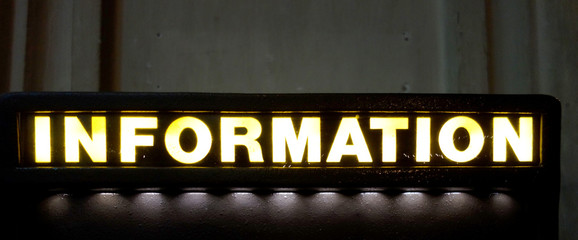 An information banner in an indoors place