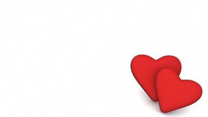 Red heart on white background. 3d rendering